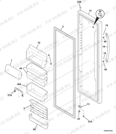 Взрыв-схема холодильника Electrolux ERL6298XX14 - Схема узла Refrigerator door